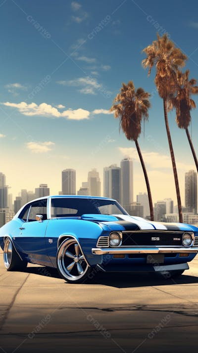 Muscle Car Clássico nas Ruas de Miami - Ícone da Cultura Automotiva