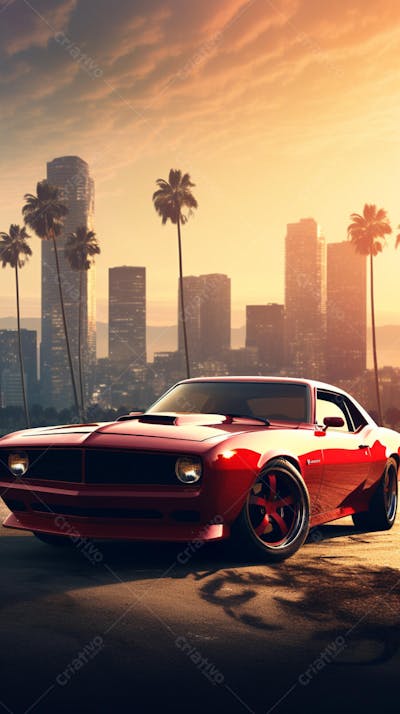 Muscle Car Clássico nas Ruas de Miami - Ícone da Cultura Automotiva