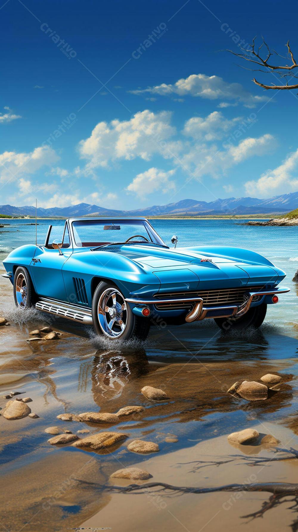 Carro Clássico à Beira-Mar – Elegância Atemporal e Liberdade