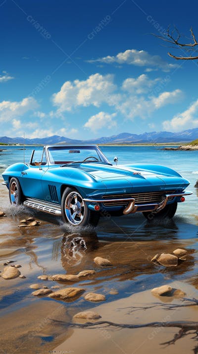 Carro Clássico à Beira-Mar – Elegância Atemporal e Liberdade