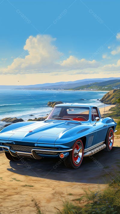 Carro Clássico à Beira-Mar – Elegância Atemporal e Liberdade