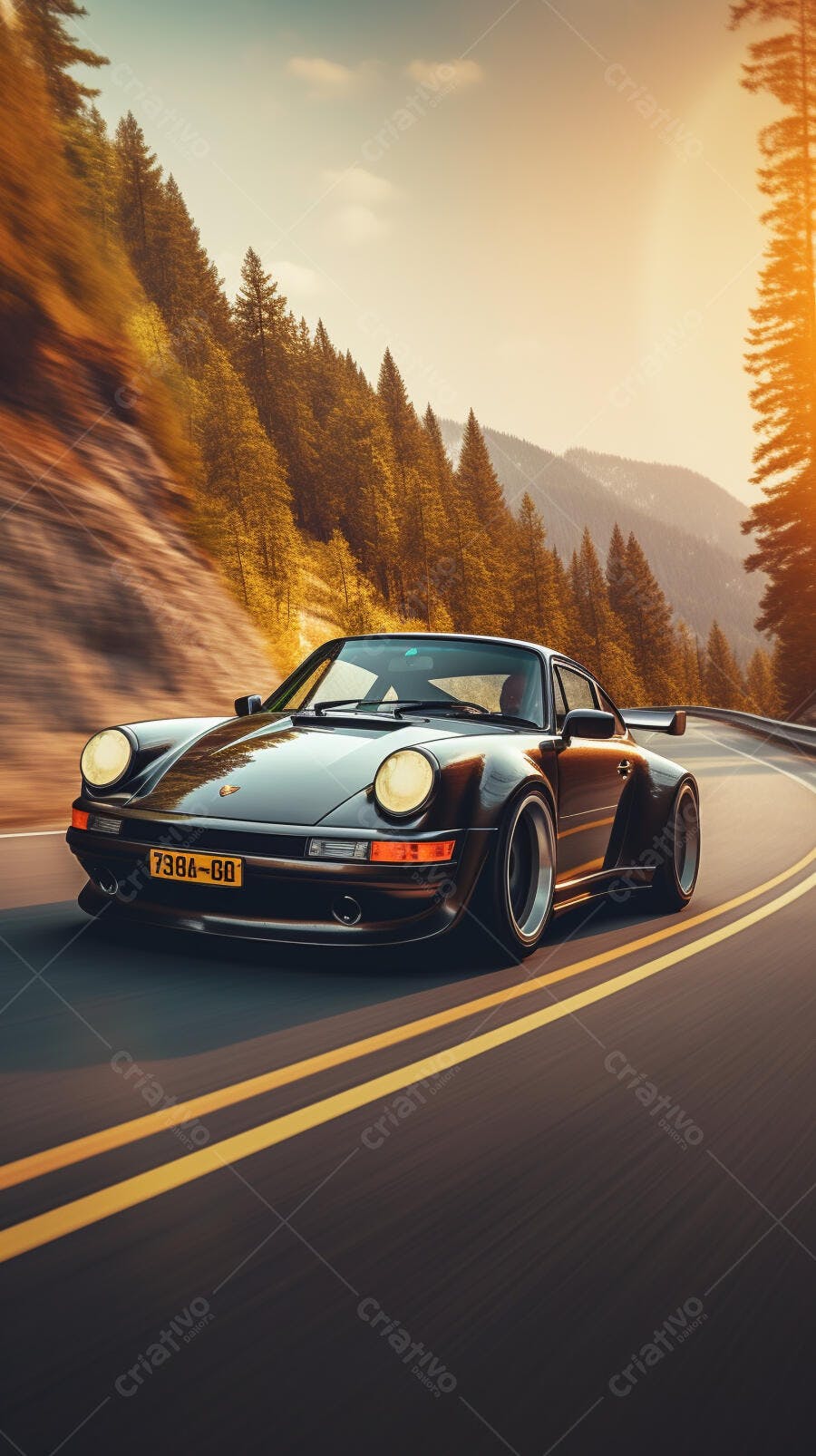 Porsche 911 Carrera em estrada montanhosa