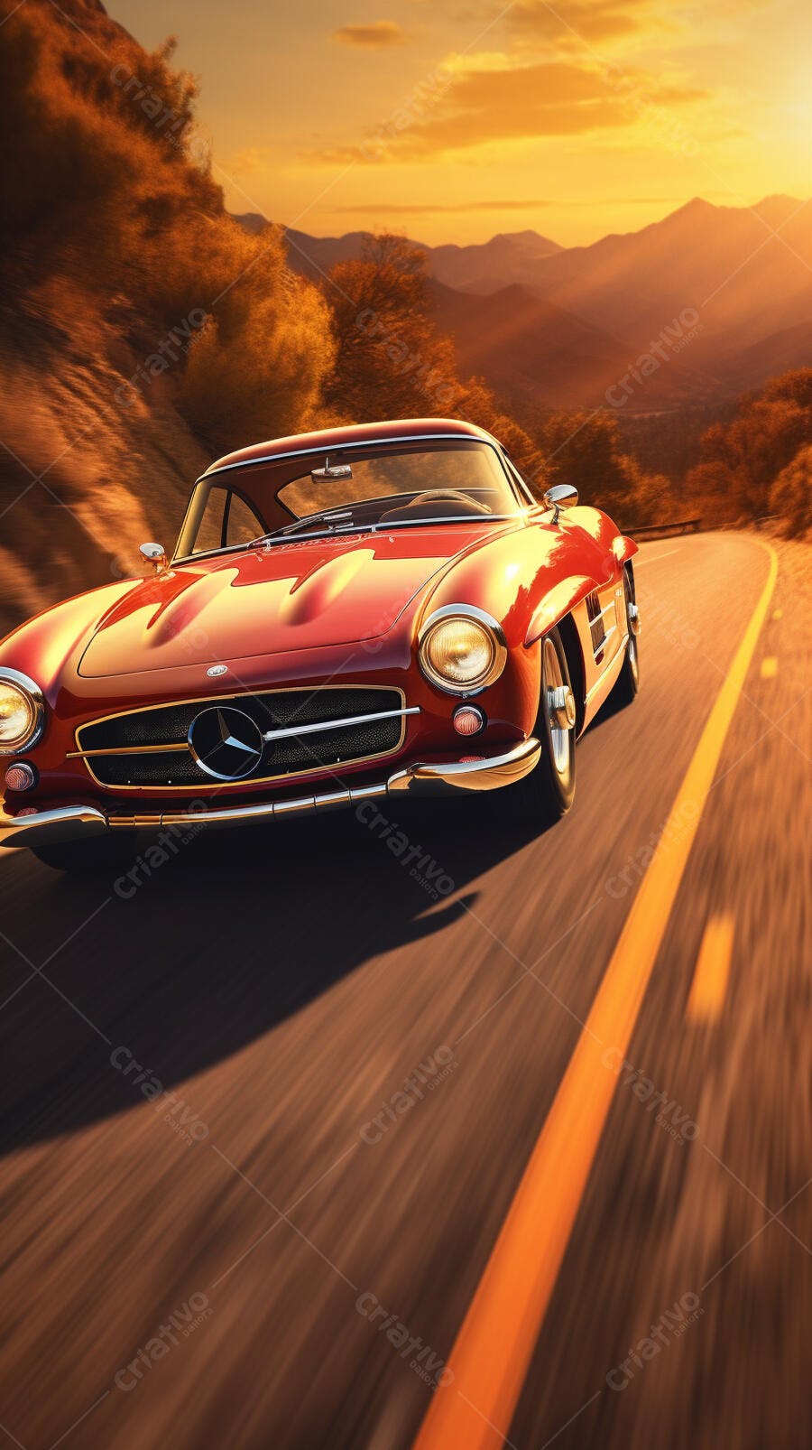 Mercedes-Benz 300SL Roadster no Pôr do Sol