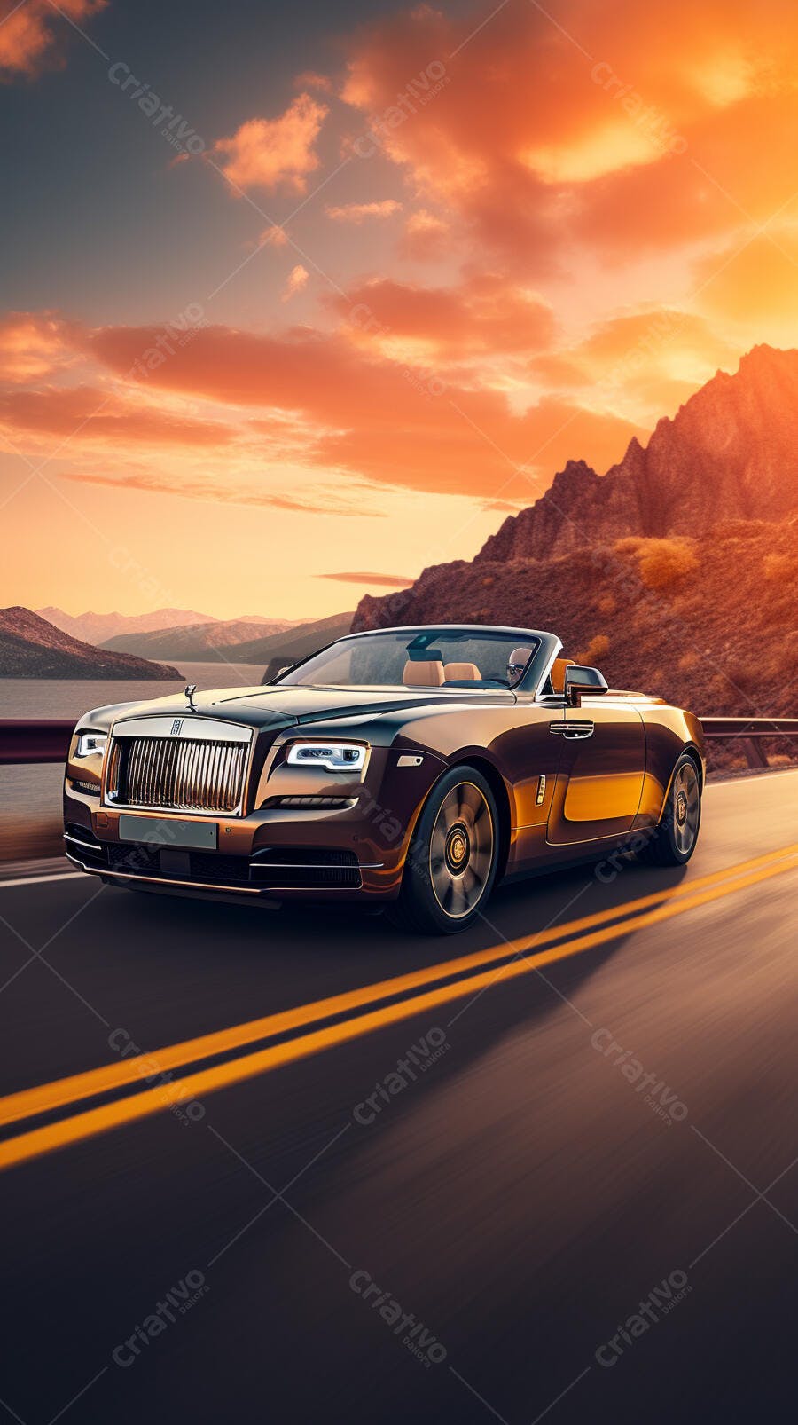 Rolls Royce conversível no pôr do sol