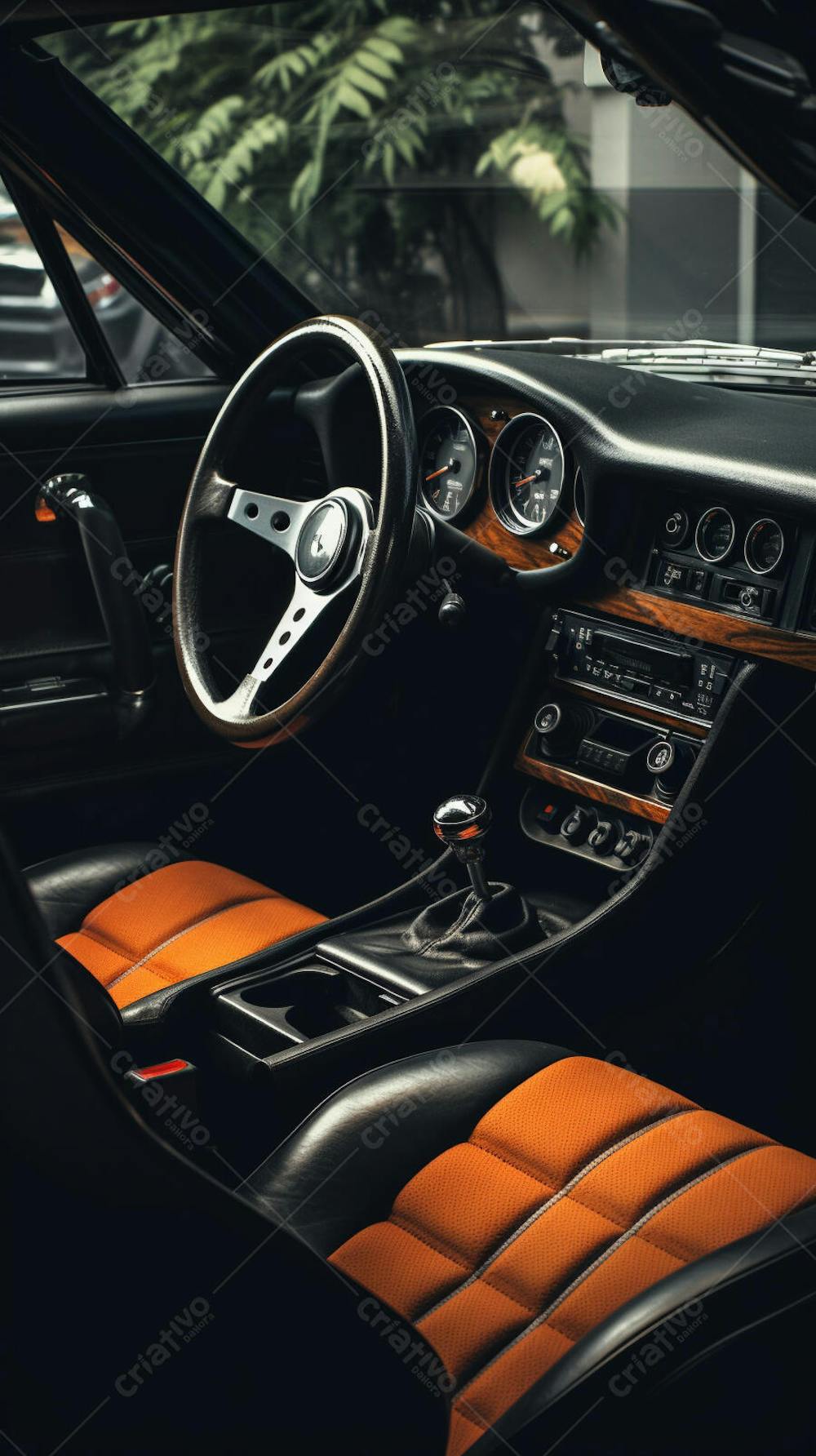 Interior de um carro esportivo luxuoso