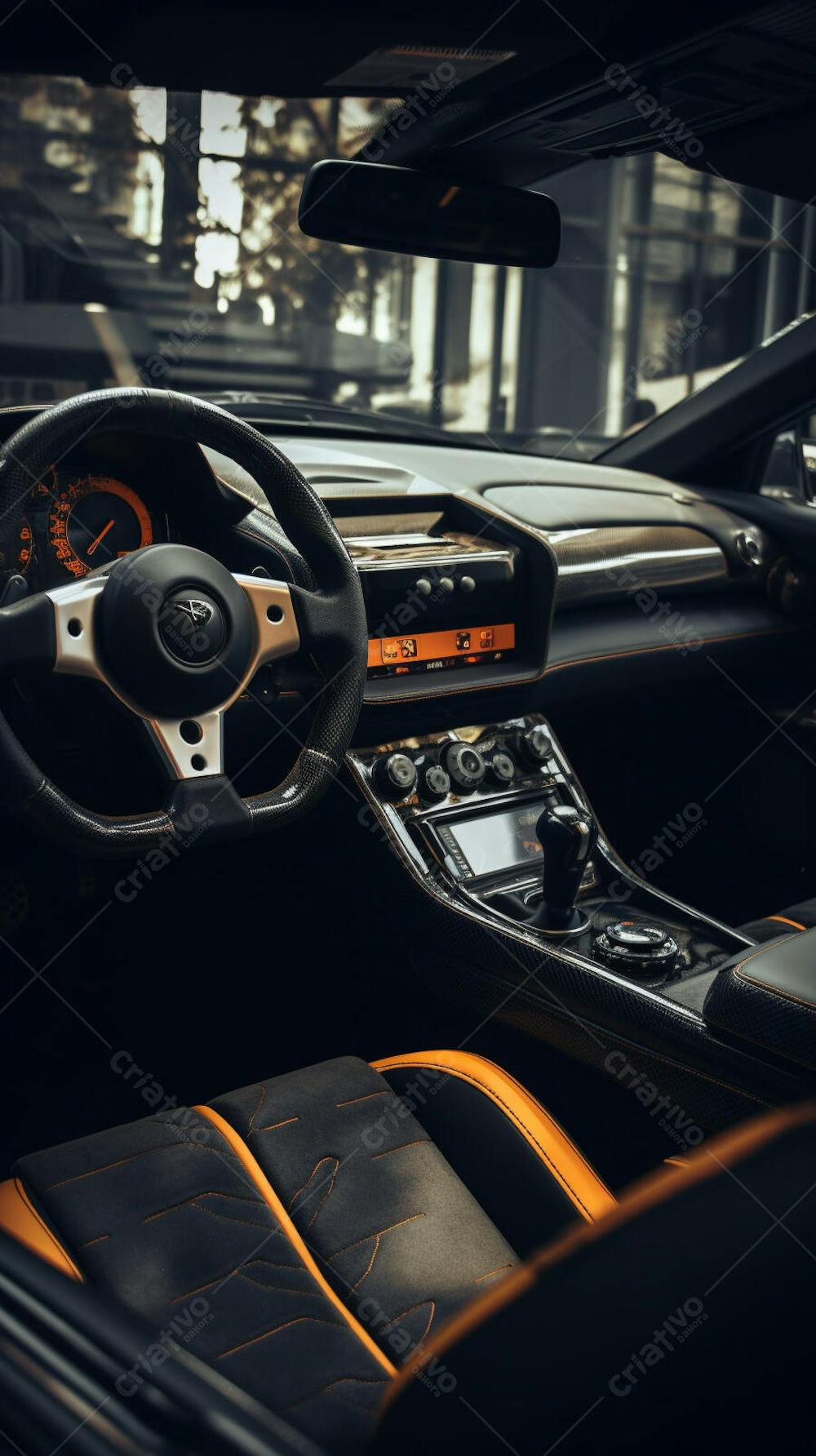 Interior de um carro esportivo luxuoso