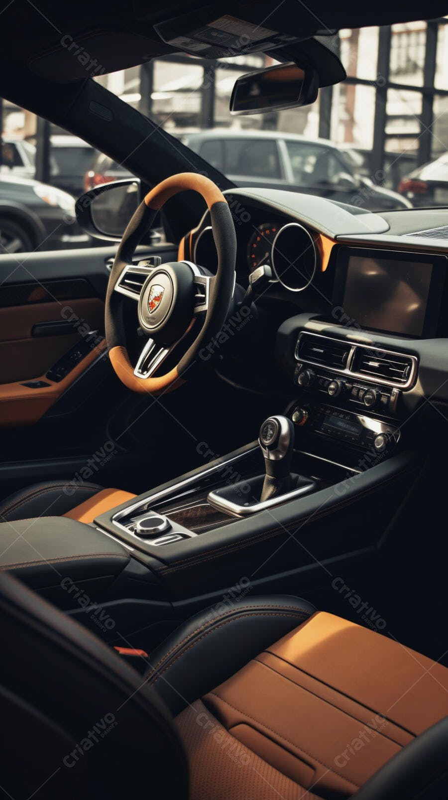 Interior de Carro Luxo Marrom e Preto