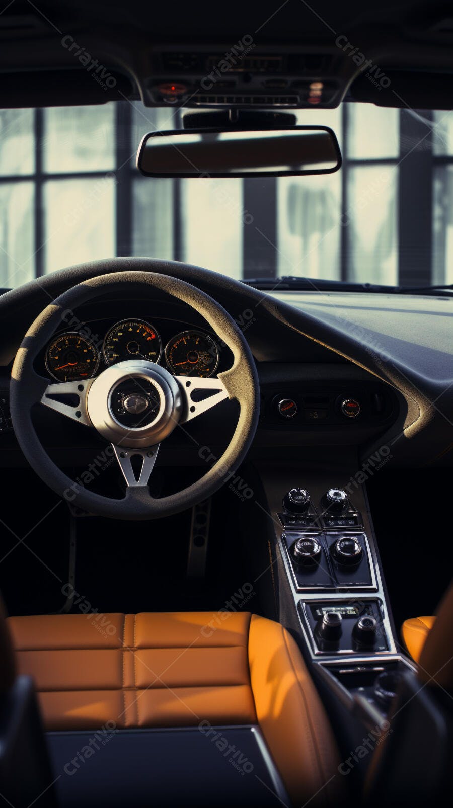 Interior de Carro Clássico Laranja e Preto