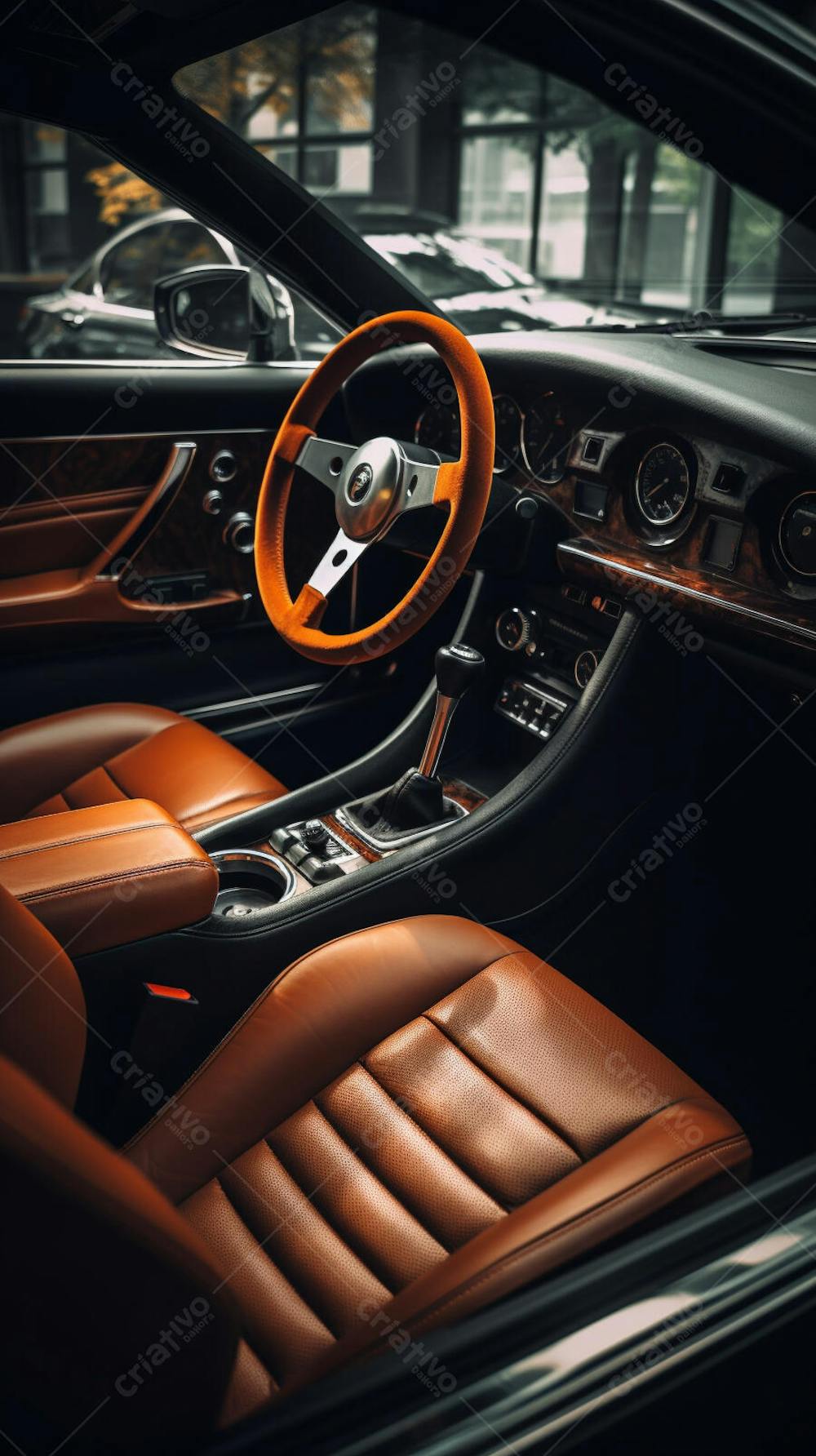 Interior de um carro esportivo luxuoso
