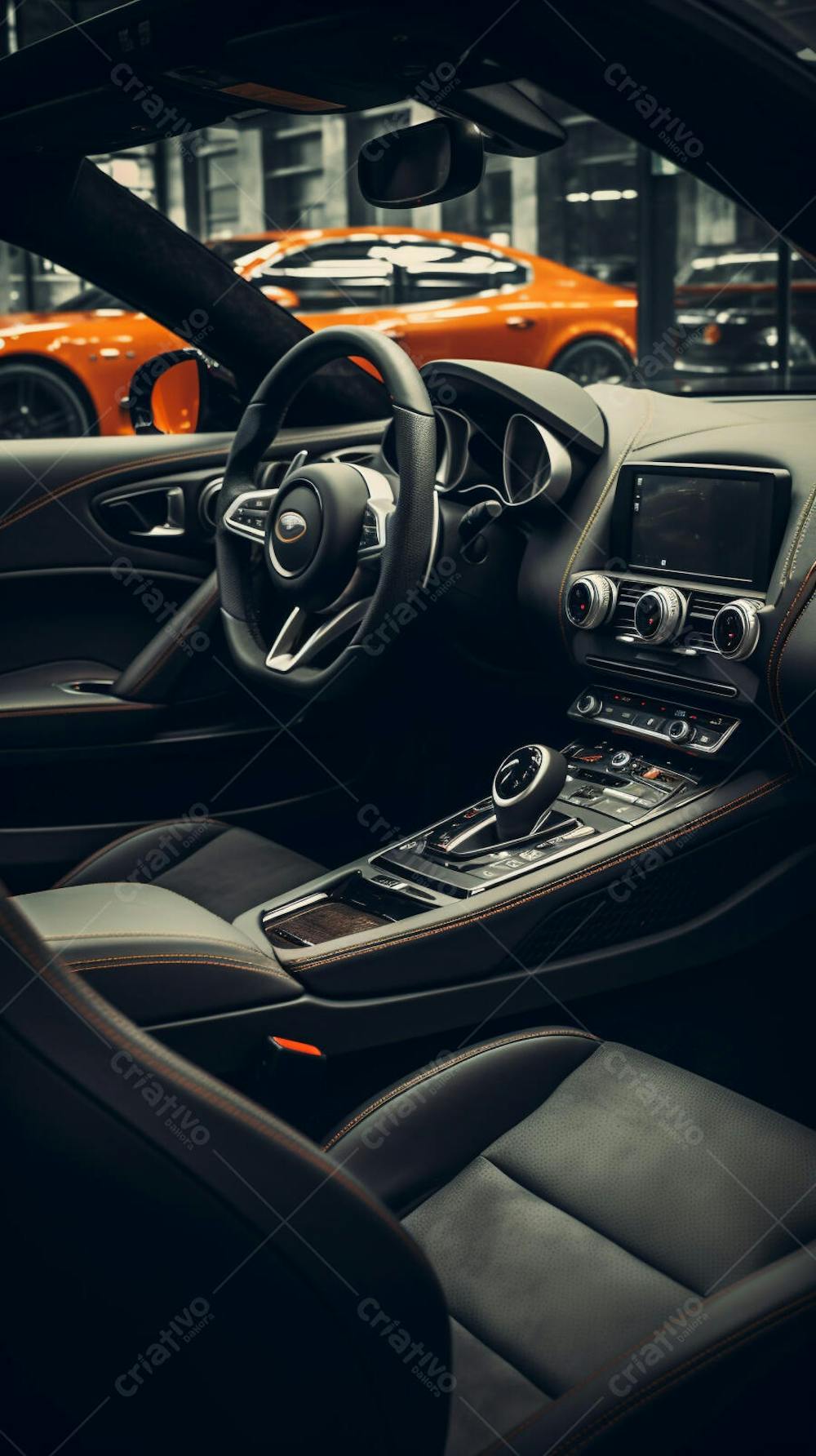 Interior de um carro esportivo luxuoso