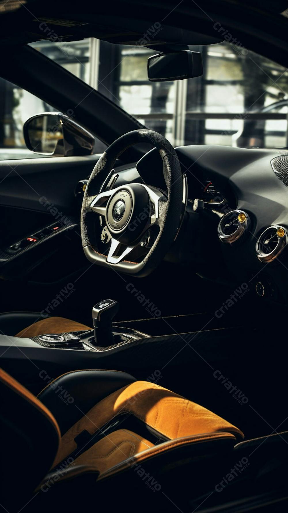 Interior de um carro esportivo luxuoso