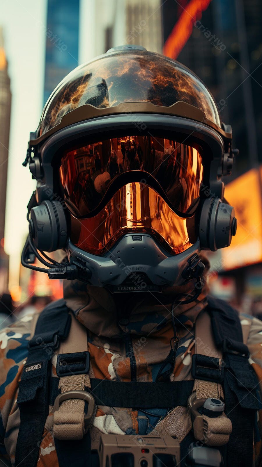 Capacete futurista em NY