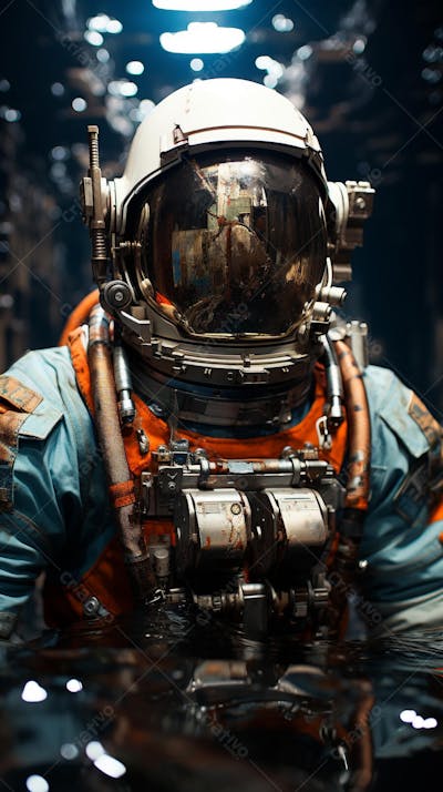 Homem com traje espacial