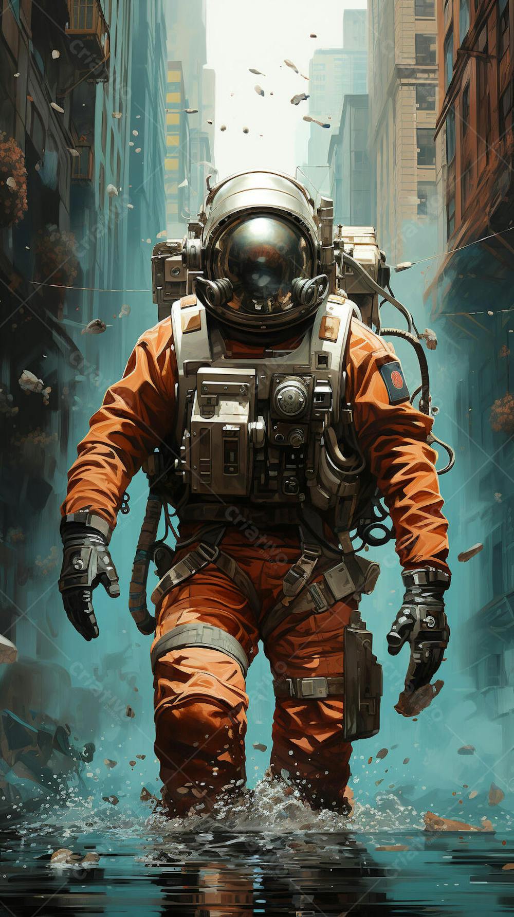 Homem com traje espacial