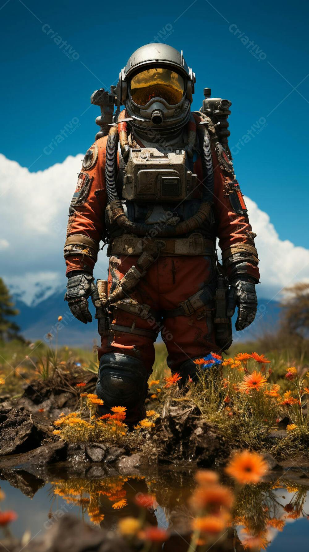 Homem com traje espacial
