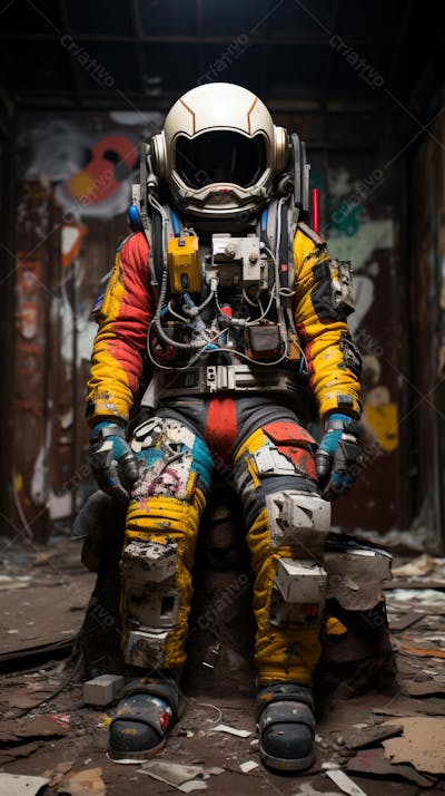 Homem com traje espacial