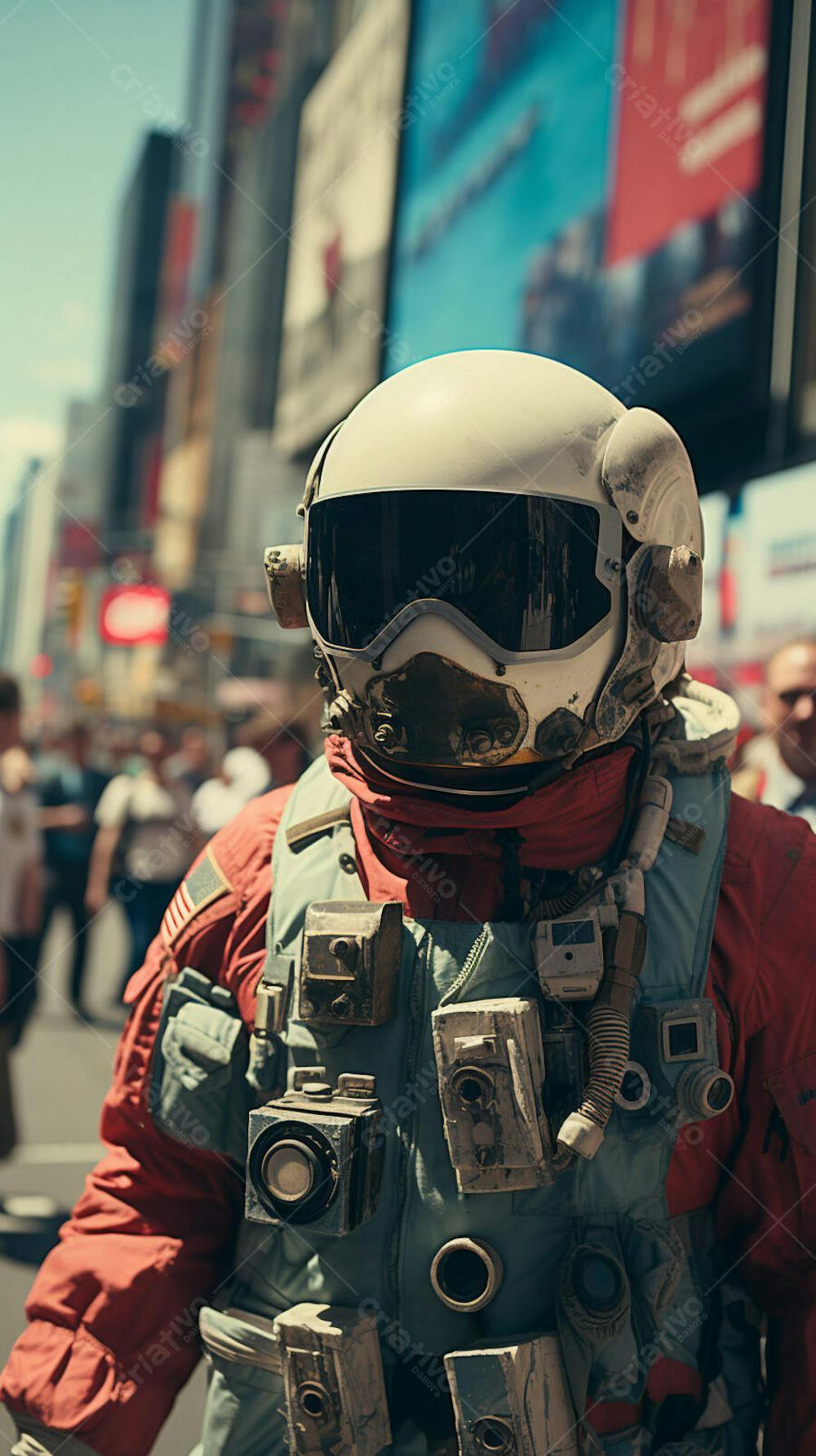Homem com traje espacial