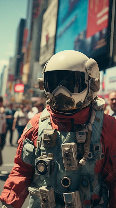 Homem com traje espacial