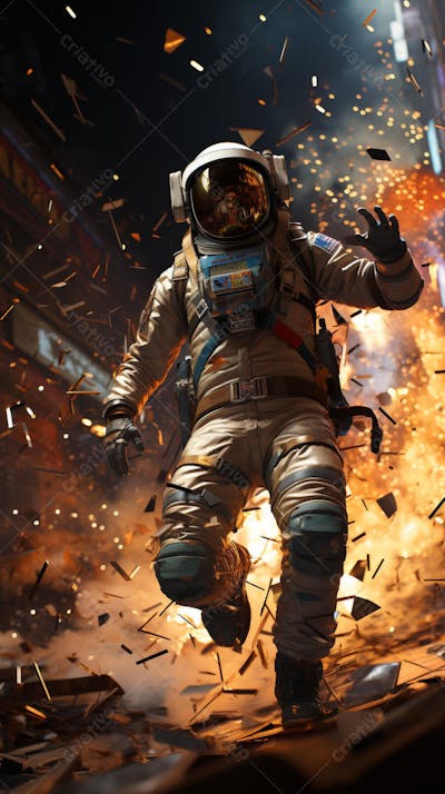 Homem com traje espacial