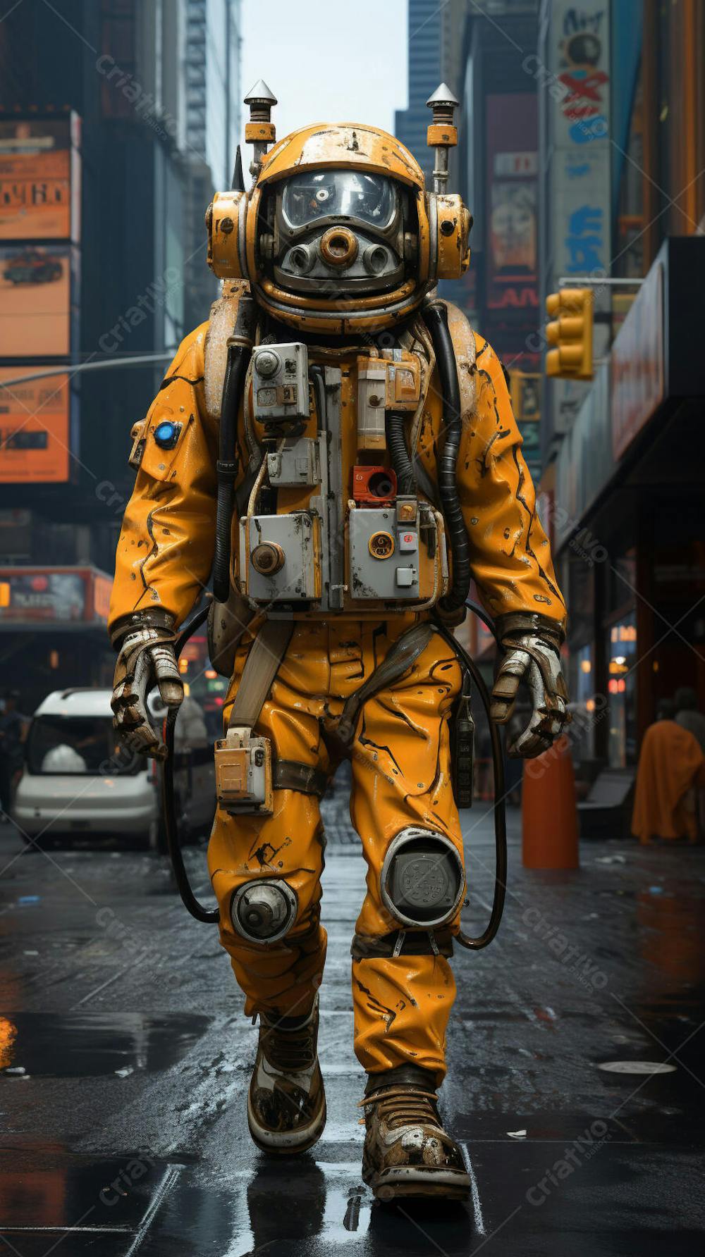 Homem com traje espacial