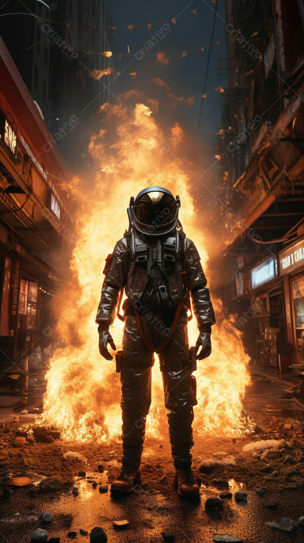 Homem com traje espacial