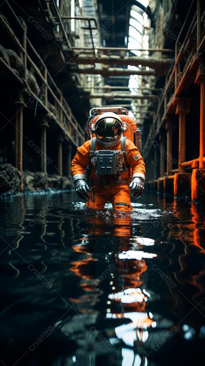 Homem com traje espacial