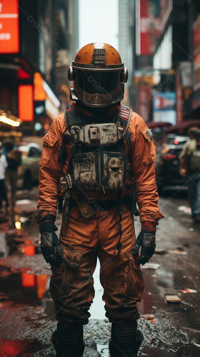 Homem com traje espacial