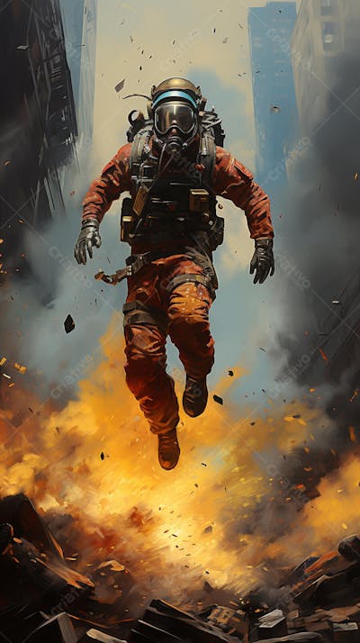 Homem com traje espacial