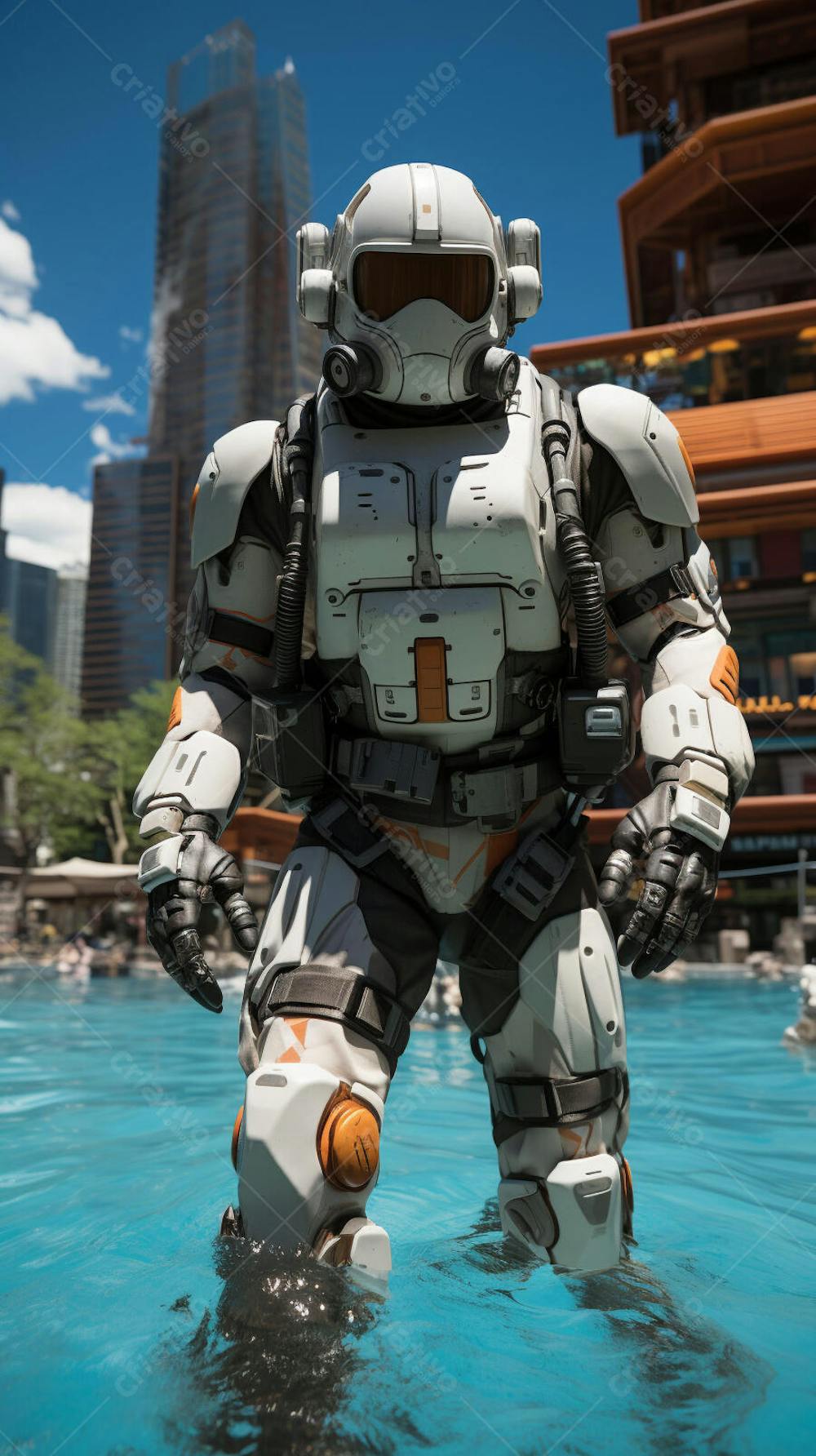 Homem com traje espacial