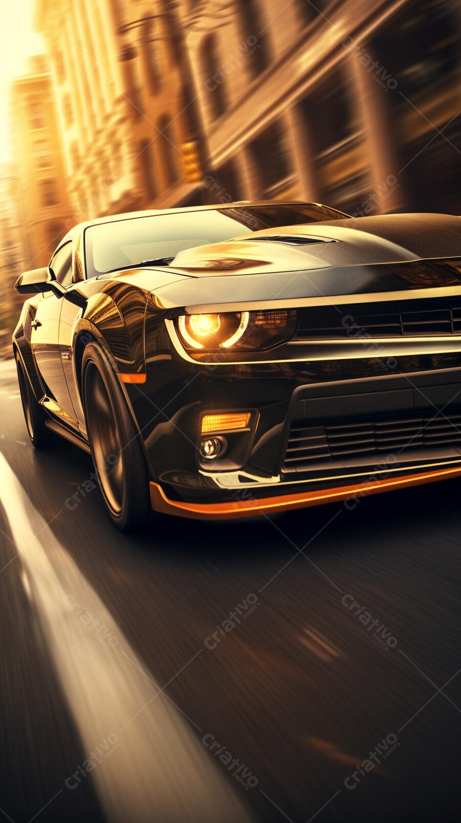 Carro esportivo preto em alta velocidade