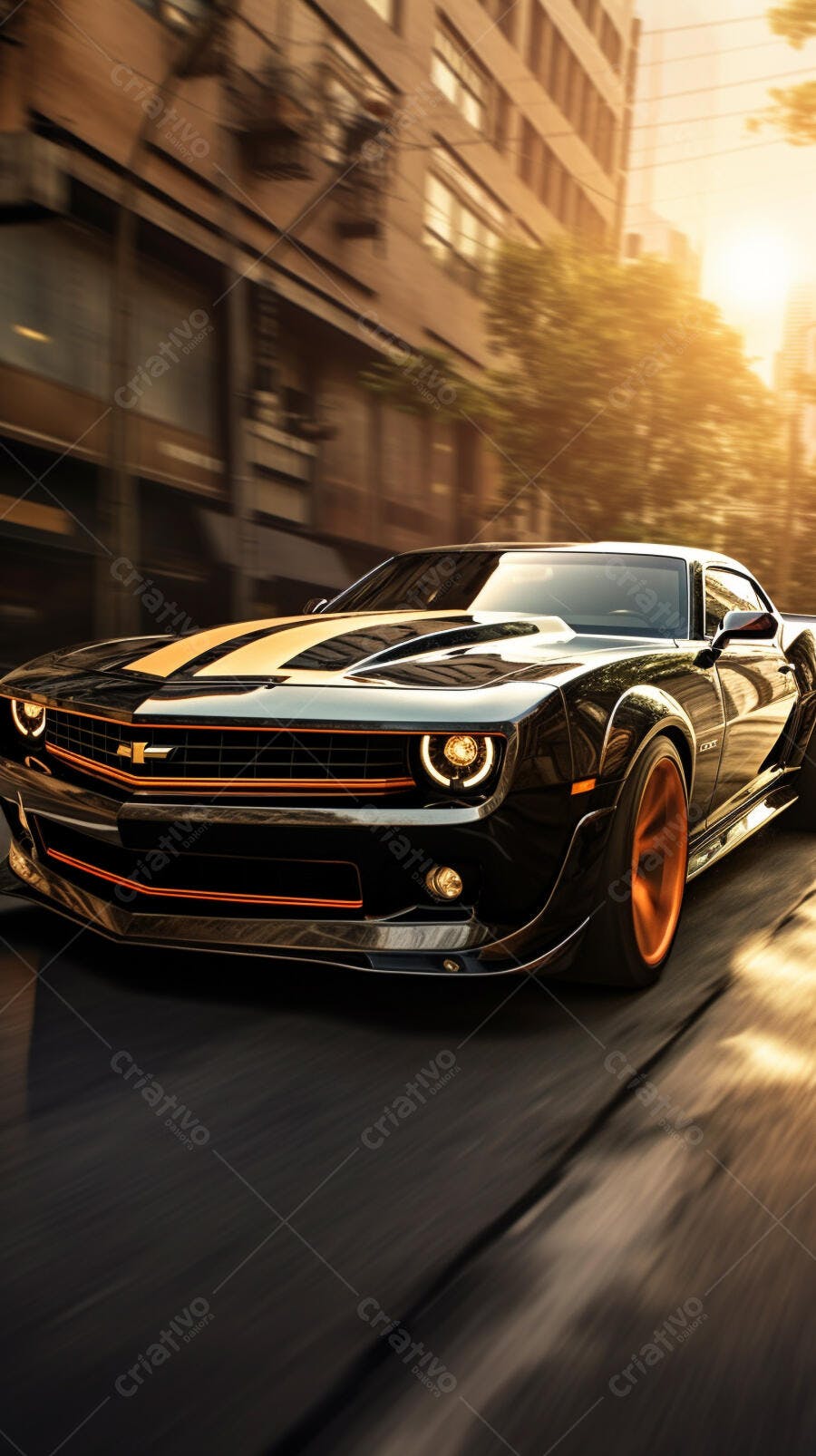 Chevrolet Camaro Preto em alta velocidade