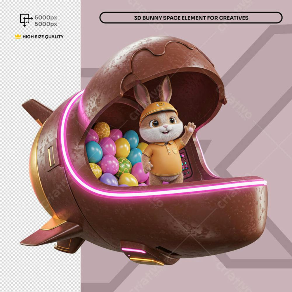 Delivery de Páscoa Coelho 3D Elemento PSD Social Media