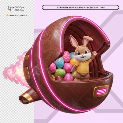 Delivery de Páscoa Coelho 3D Elemento PSD Social Media