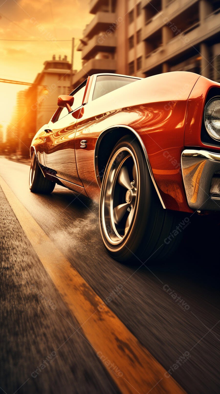 Muscle Car Vermelho em Alta Velocidade
