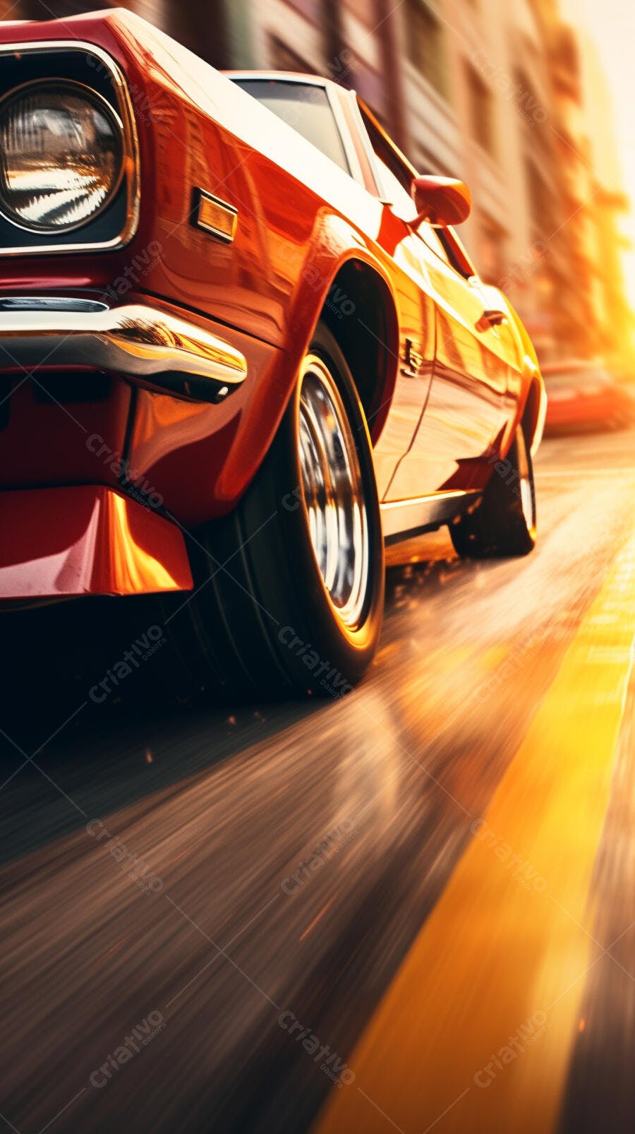 Muscle Car Vermelho em Alta Velocidade