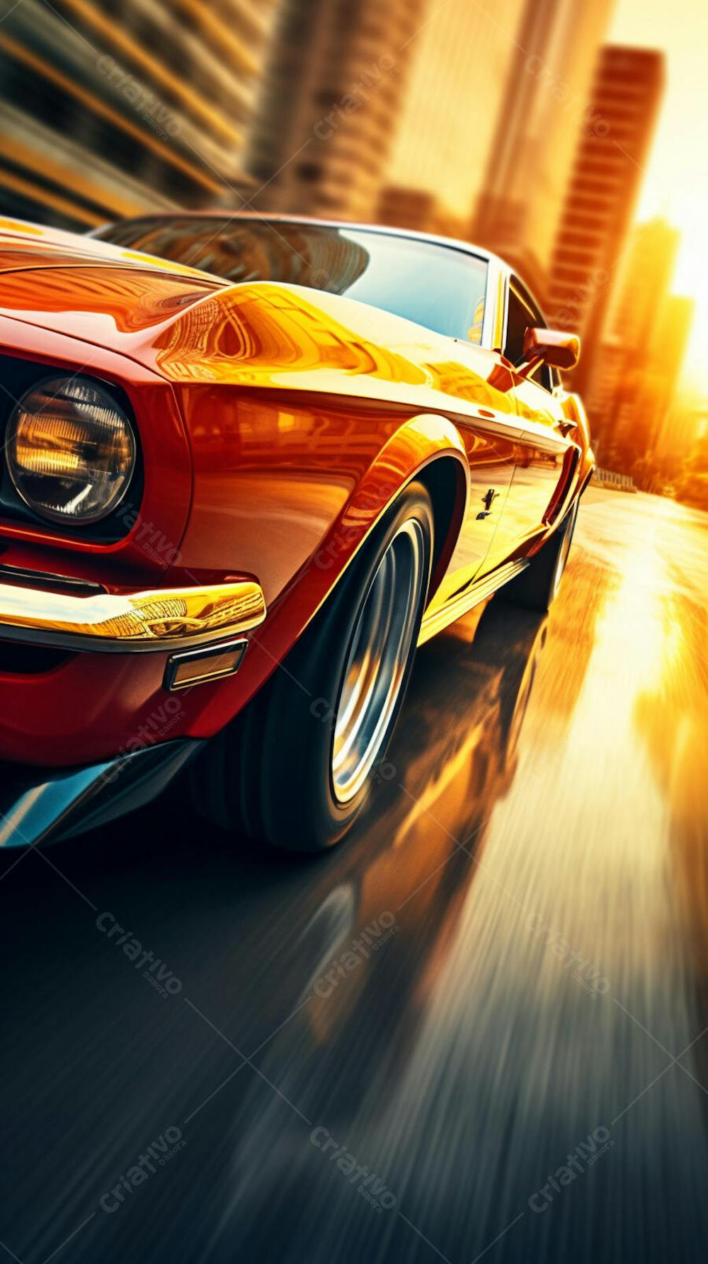 Carro muscle acelerando na estrada | Fotos IA Grátis [download]