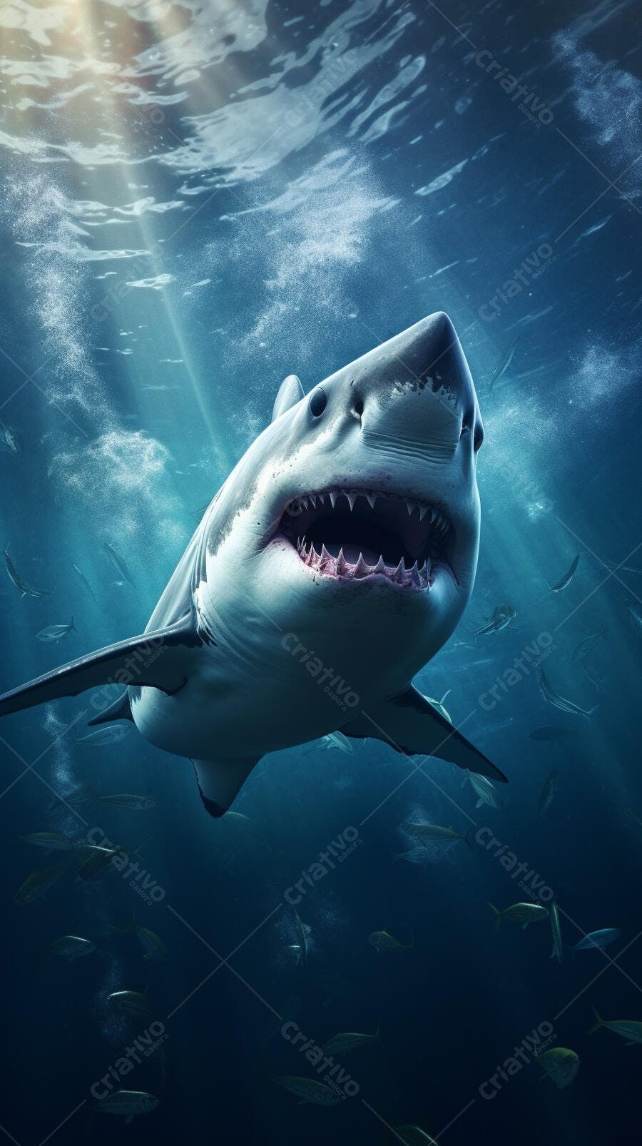 Tubarão-branco gigante nadando no oceano