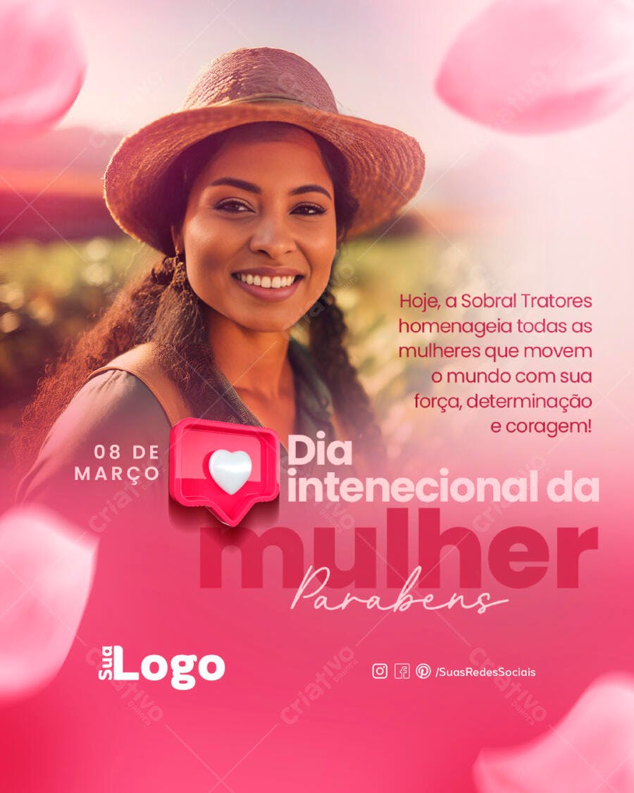Post para o Dia Internacional da Mulher PSD Editável