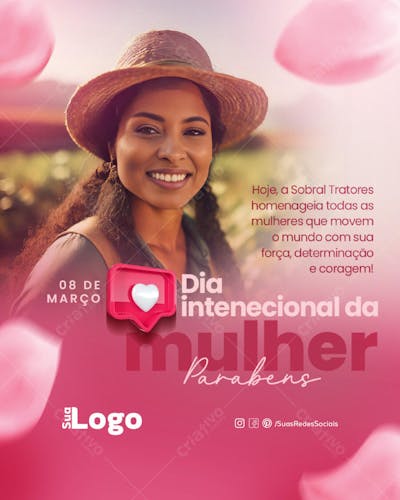 Flyer social media Dia internacional da Mulher 8 de março