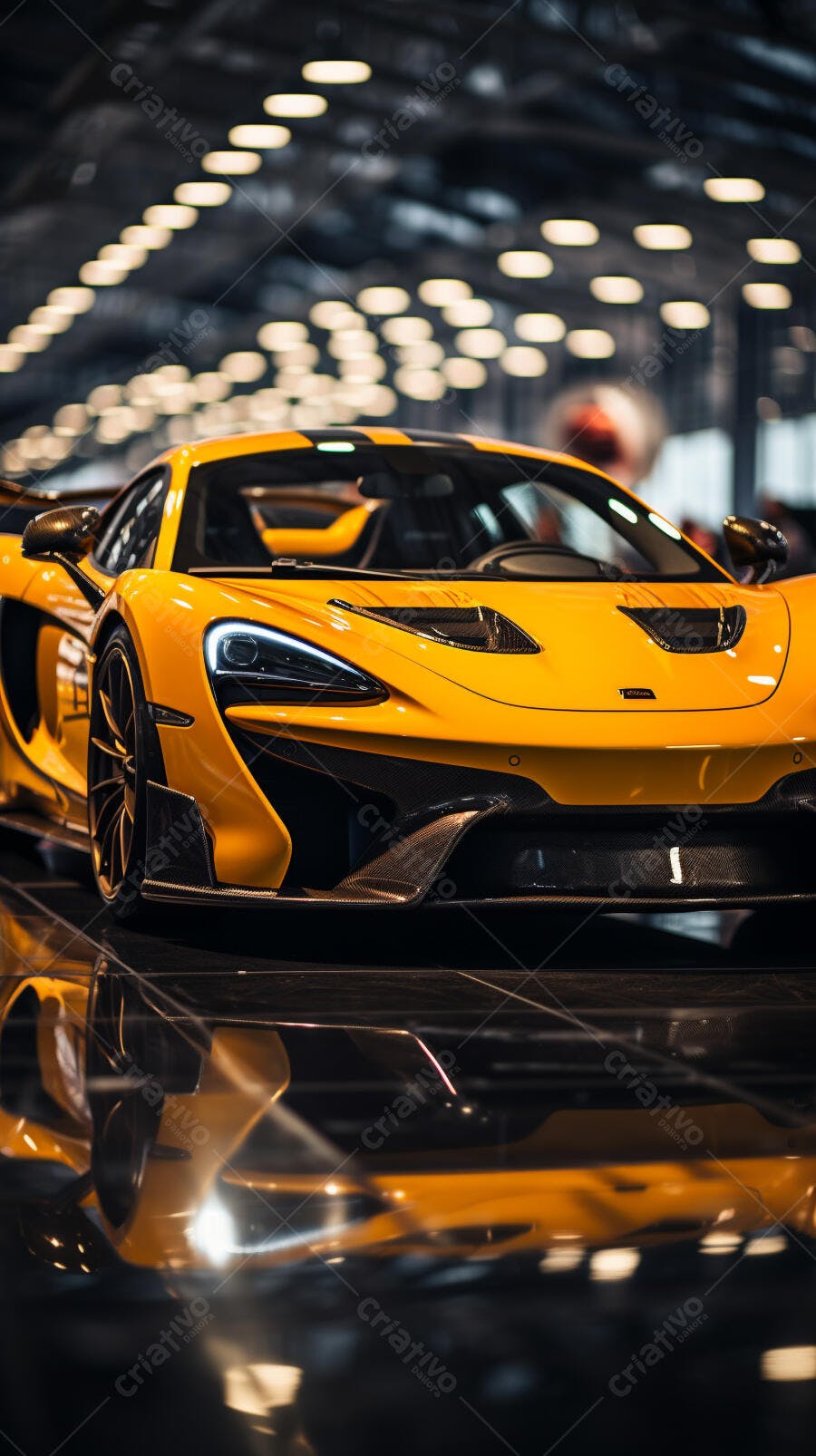 McLaren 765LT amarela em showroom