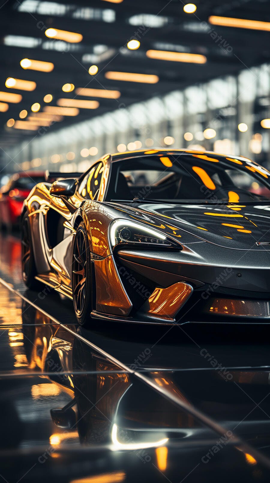 McLaren 765LT bronze metálico em showroom