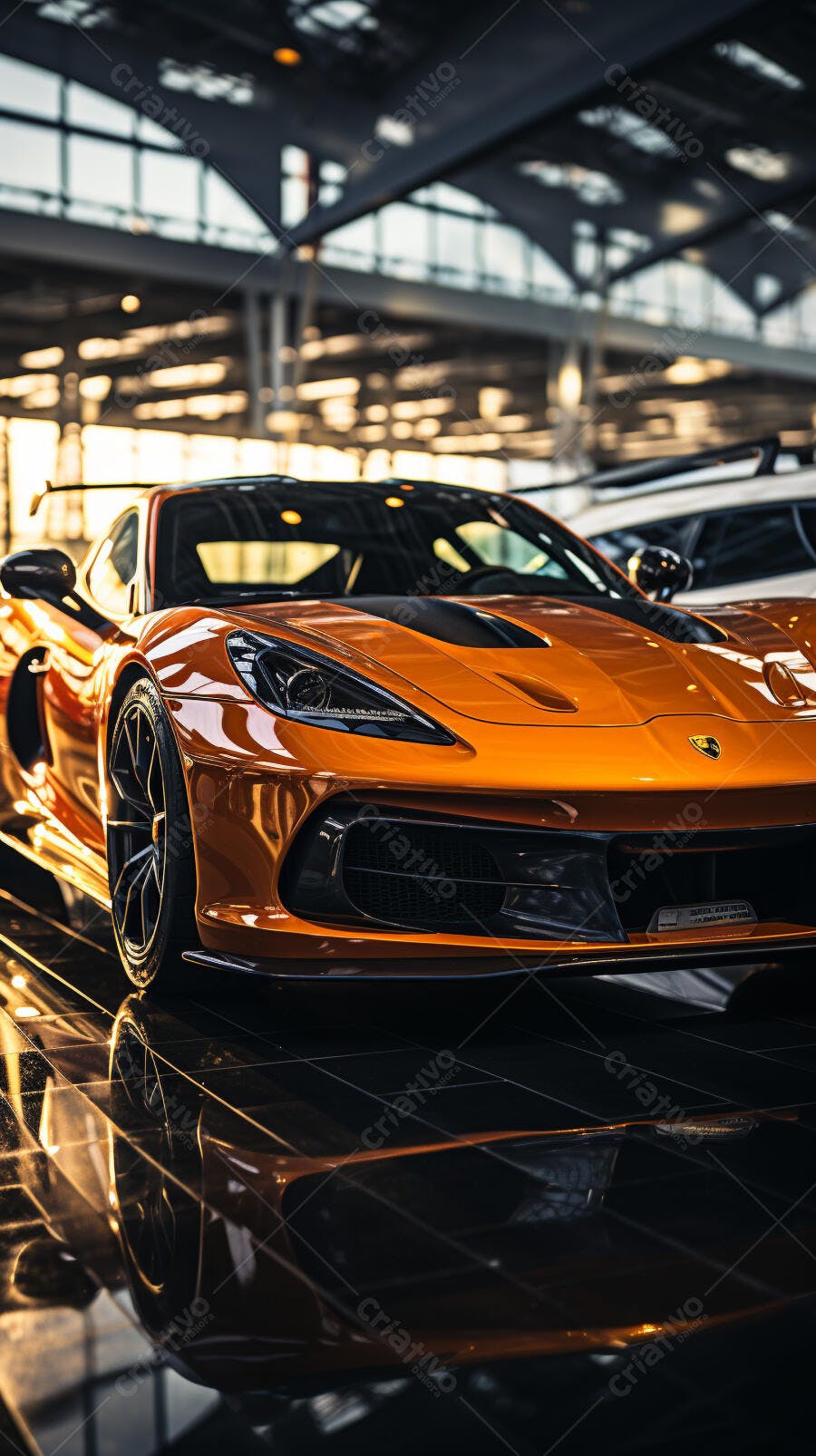Esportivo Laranja em Showroom Moderno