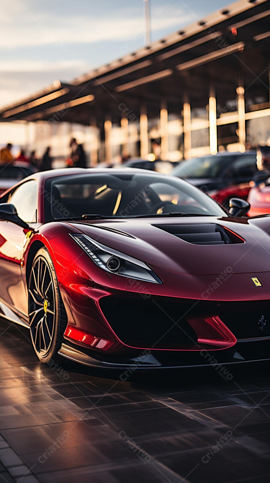 Ferrari vermelha em estacionamento