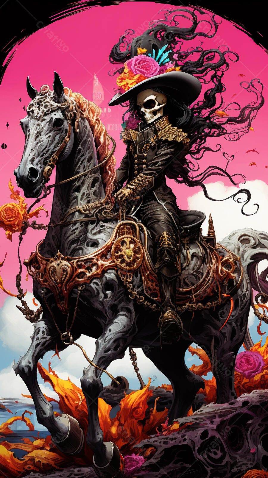 Caveira a Cavalo Dia de los Muertos