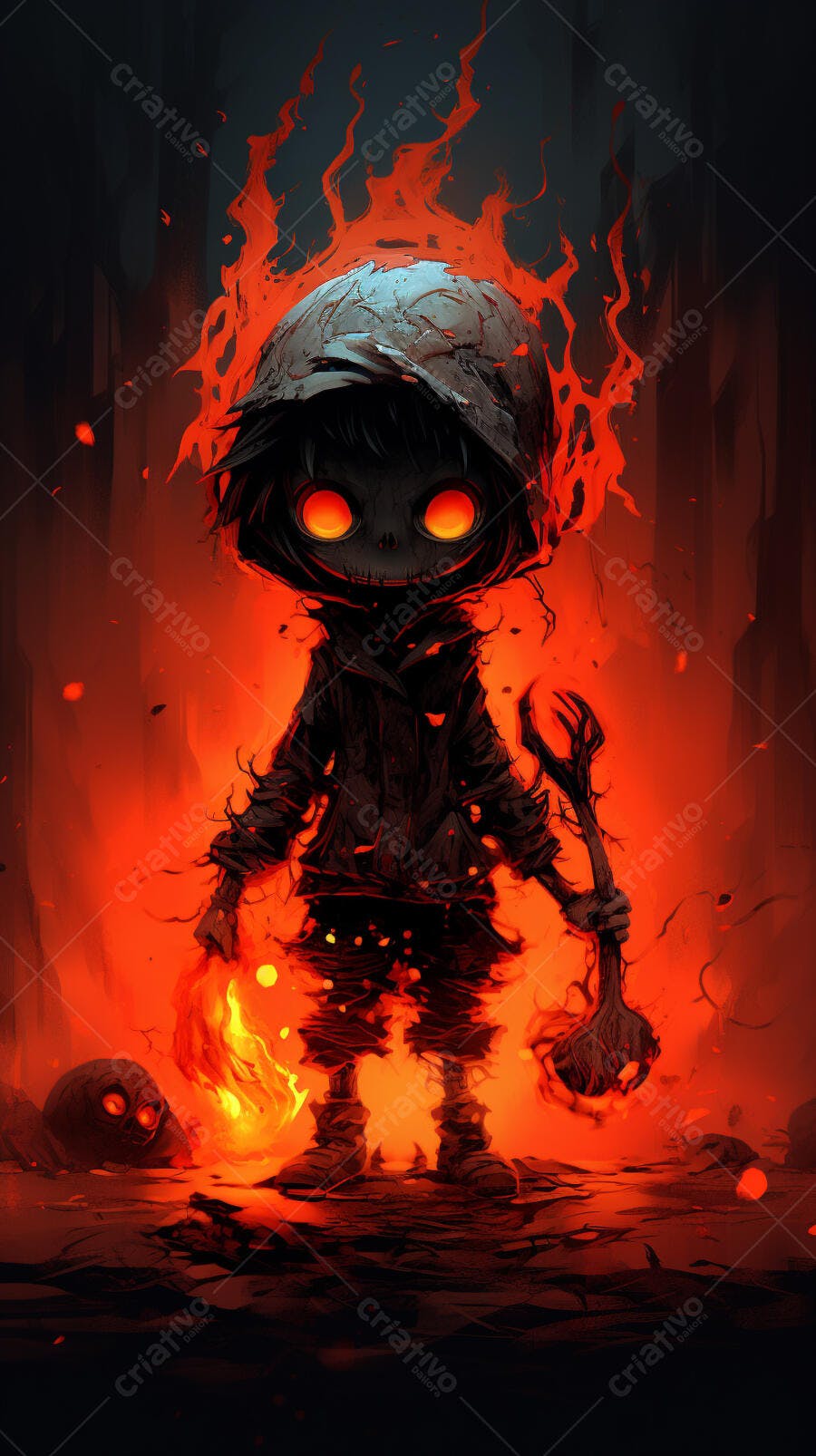Menino de Fogo Infernal Arte Digital