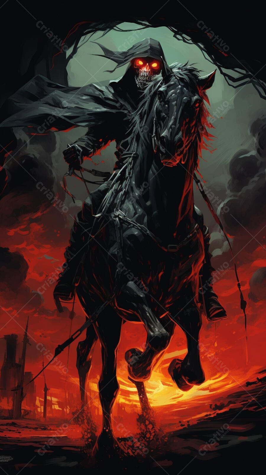 Cavaleiro da Morte a Cavalo em Fogo