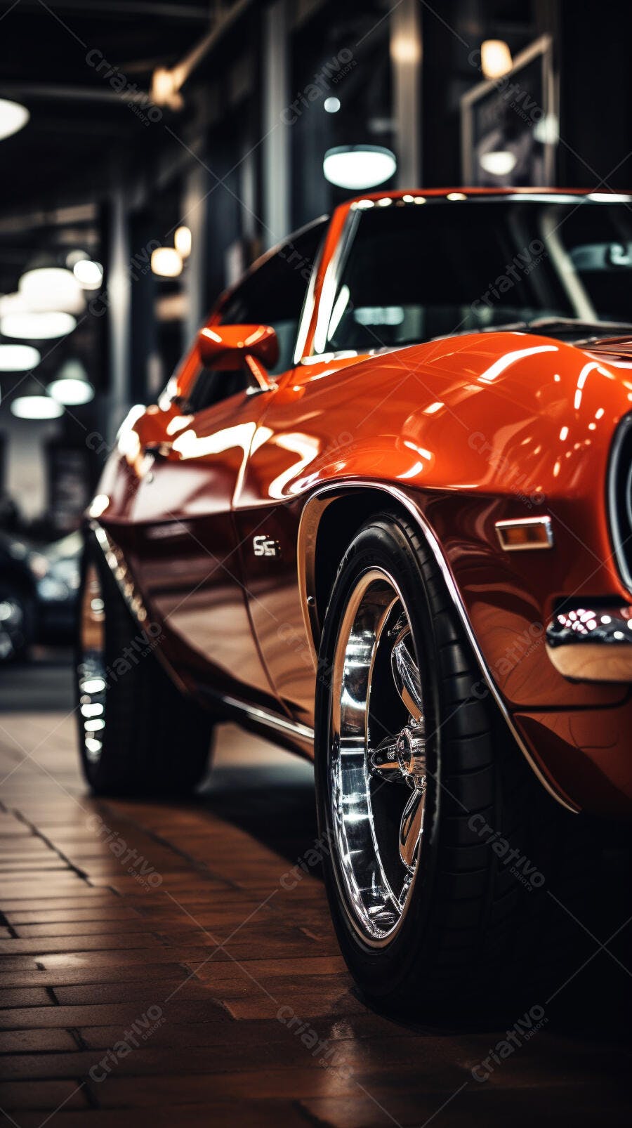Muscle Car Laranja Metálico Garagem