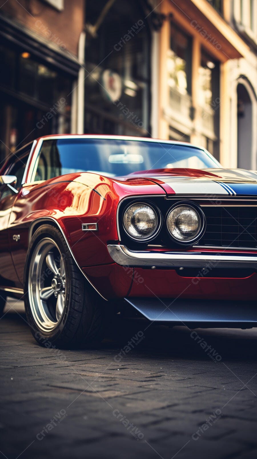 Muscle Car Vermelho Clássico na Rua