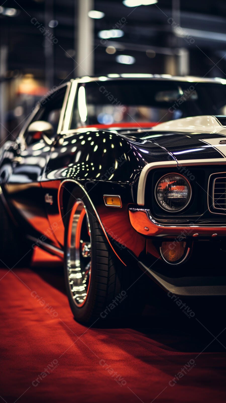 Muscle Car Preto e Branco em Evento