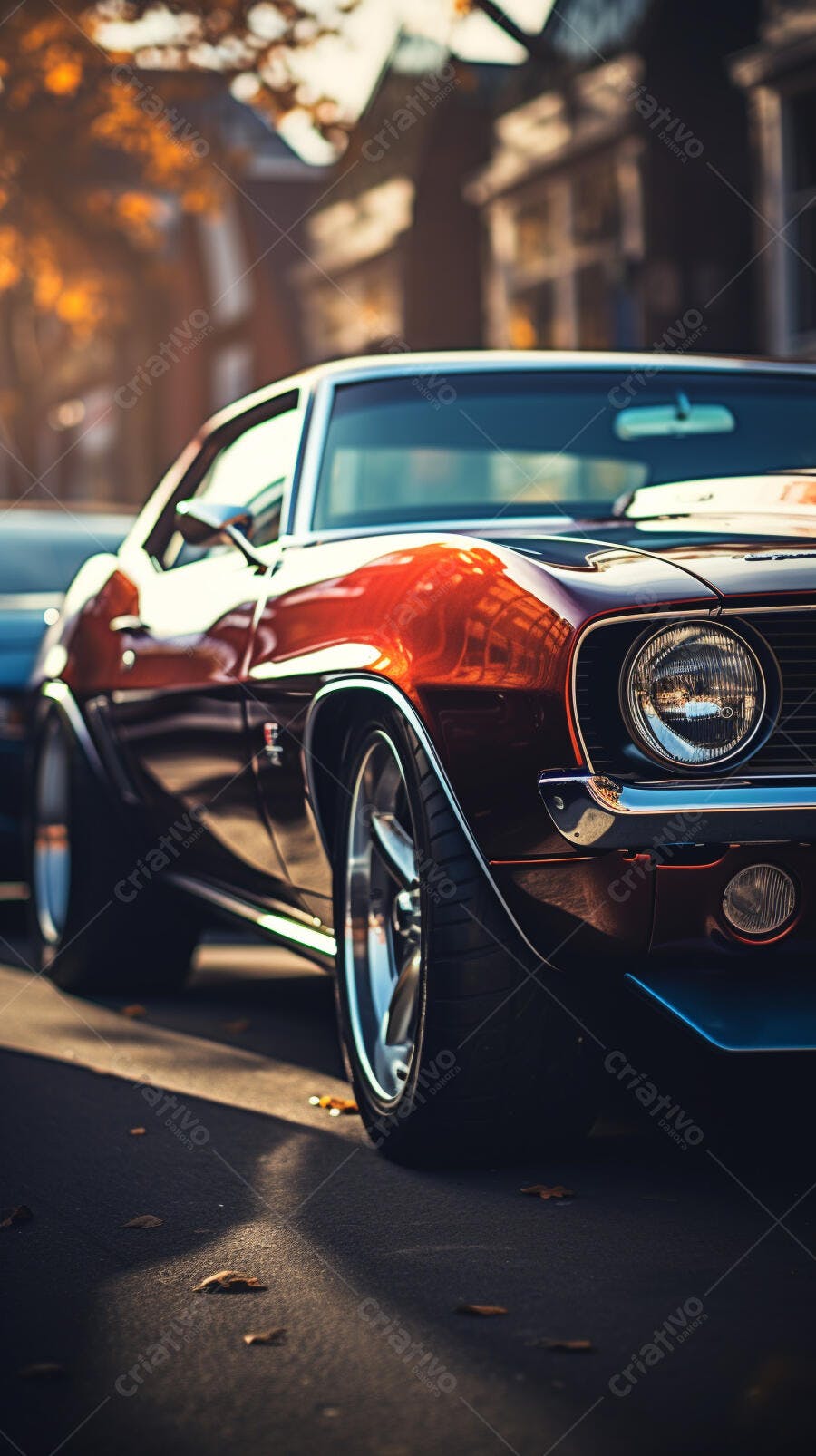 Chevrolet Camaro clássico marrom e preto estacionado na rua